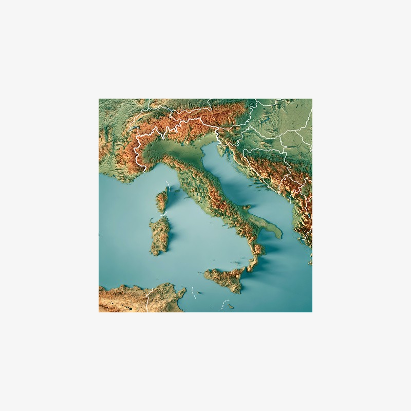 Carte topographique de l'Italie sur carte SD