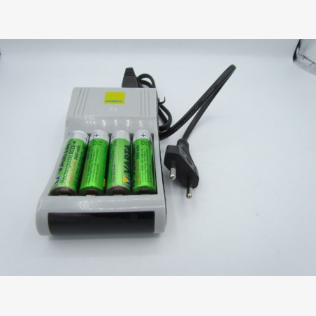 Charger and 4 used AA batteries